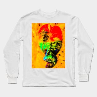 A red green Bali face mask on yellow Long Sleeve T-Shirt